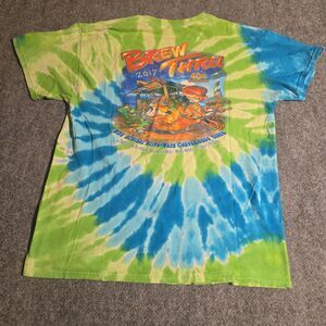 40th Anniversary Brew Thru OBX NC Graphic T-Shirt Mens Size Large Green Tie Dye